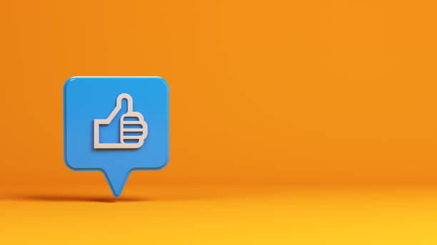 Blue and white-colored bubble One like social media notification with thumbs up icon concept