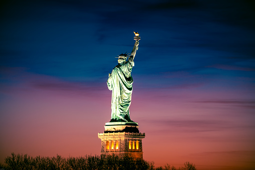 This photo of the Statue of Liberty was taken from Liberty State park in New Jersey on New Years Day 2021 at sunrise