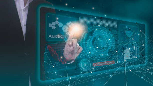 istock Business Man use finger touch interface screen,auction modern wireless network 5G technologies,with futuristic blue background,future technology concepts development internet of things (iot) 1305079743