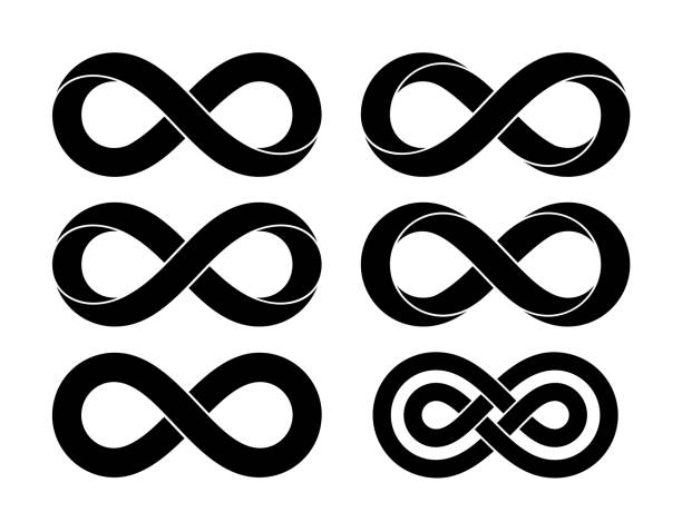 sada značek infinity z různých typů torze a průsečíku. vektor tetování plochý design ilustrace. - möbiova páska stock ilustrace