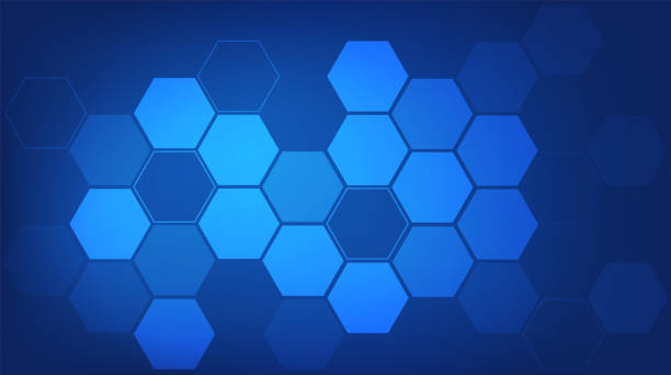 illustrazioni stock, clip art, cartoni animati e icone di tendenza di sfondo blu esagonale astratto. concetto di tecnologia digitale. illustrazione vettoriale - hexagon honeycomb repetition connection