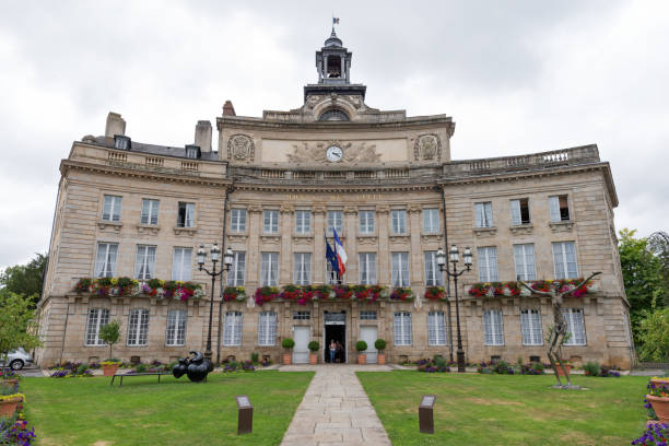 Facade of town hall 'Hotel de Ville' in Alencon, Normandy stock photo