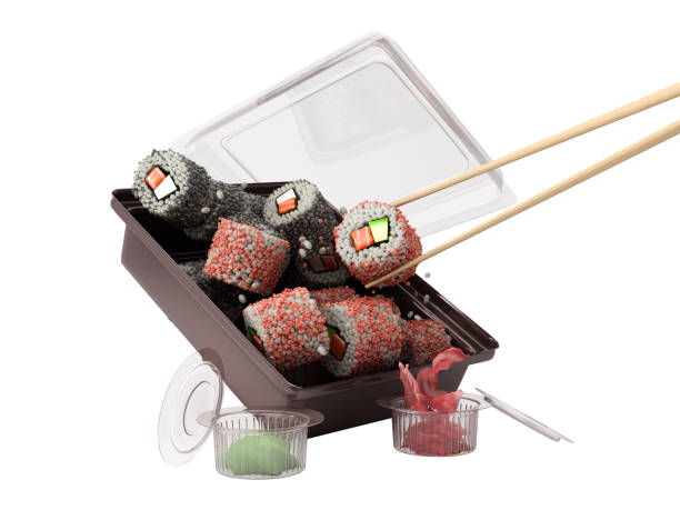 istock showcase product presentation rolls set on a black delivery box plate 3d render on white no shadow 1305087303