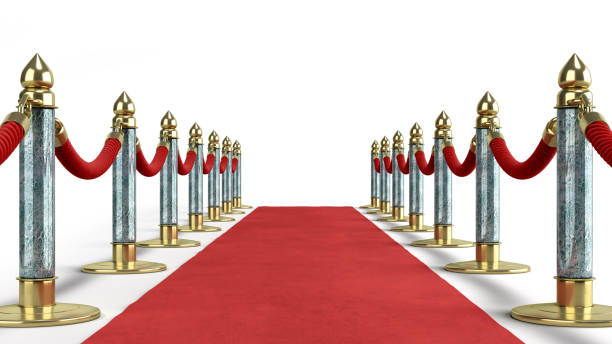 red carpet for event 3d render on white - star shape hollywood california gold three dimensional shape imagens e fotografias de stock