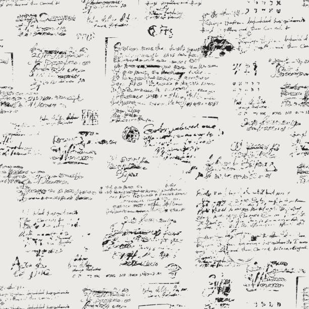 abstrakcyjny bezszwowy wzór z bazgrołami i plamami - letter writing note pad handwriting stock illustrations