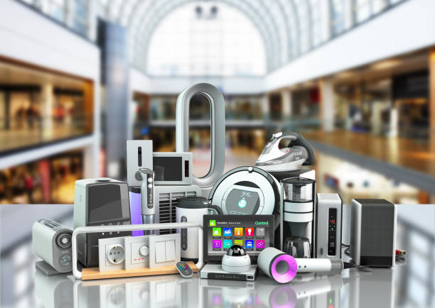 Small group modern Home appliances  E commerce or online shopping presentation concept 3d render on marketplace background