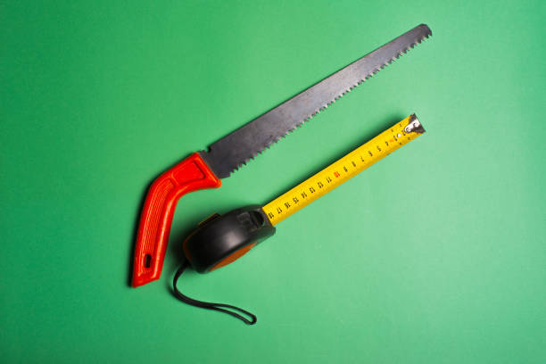 istock Top view photo of tools for working with wood 1305093166