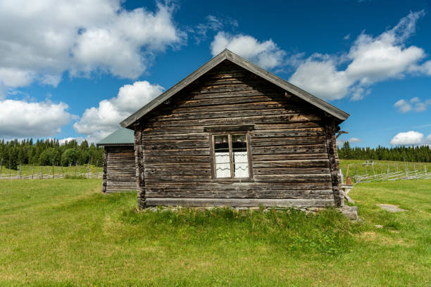 Old wooden house in Malye Karely (Little Karely) near Arkhangelsk, north of Russia, Europe