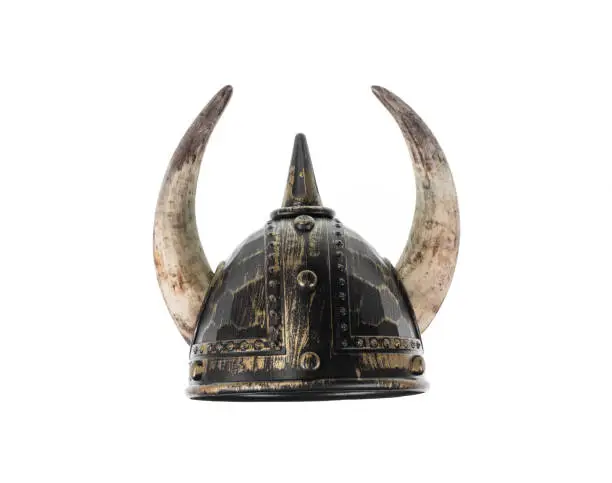medieval horned helmet isolated on white background