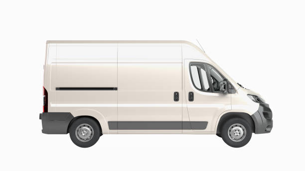 istock White Delivery Van Icon 3d render on white no shadow 1305095300