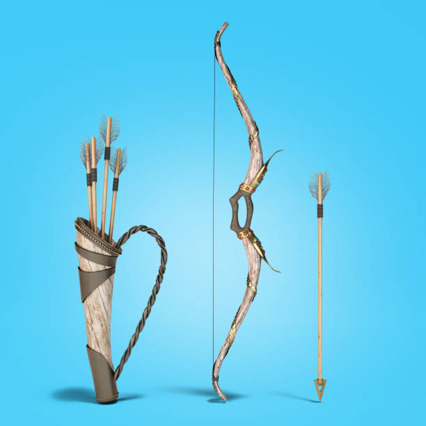 istock bow and arrow attributes of the dussehra holiday 3d render on blue gradient 1305096341