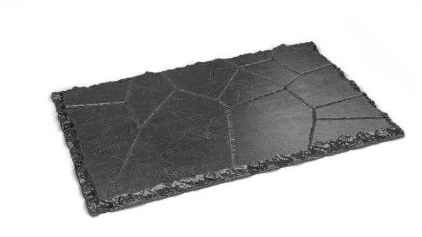 istock single black stone plate for serving food in a restaurant 3d render on white 1305096896