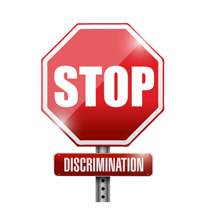 Stop discrimination sign illustration design over a white background