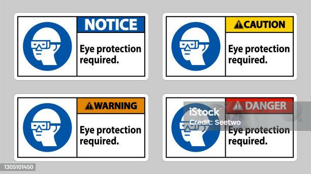 Sign Eye Protection Required On White Background Stock Illustration ...