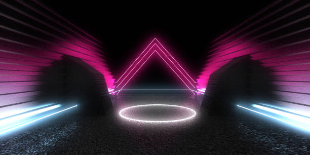 istock 3D abstract background with neon lights. neon tunnel .space construction . 3d illustration 1305105354