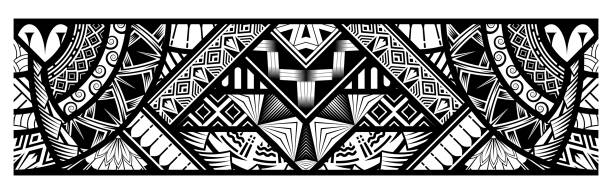 ilustrações, clipart, desenhos animados e ícones de fronteira abstrata de tatuagem de arte tribal - polynesia