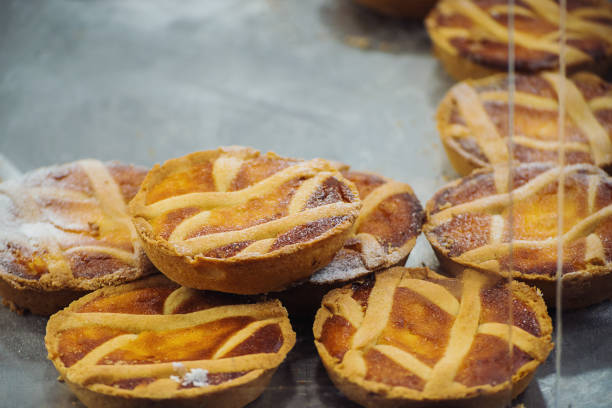 Apricot tarts in Italian food stand