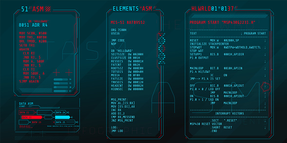 Hud Interface Examples Hud Interface Elements With Part Of The Code Assembly Stock ...