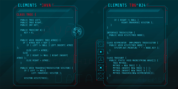 Hud Interface Elements With Part Of The Code Java Stock Illustration ...