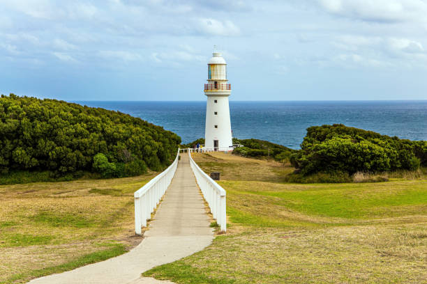 istock The path to the lighthouse is fenced with a railing 1305115747