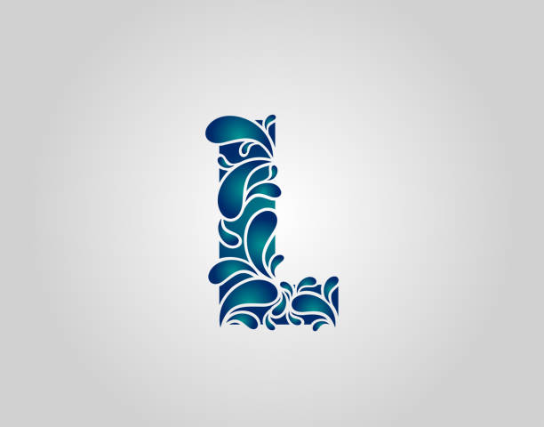 물 스플래시 레터 l 로고 아이콘 디자인. - water letter l alphabet splashing stock illustrations