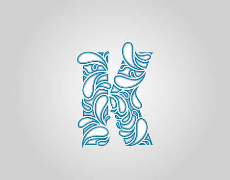 Letter K Pool Water Droplets And Splash Doodle K Letter Design Stock Illustration ...