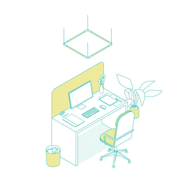 Cubicle Vector 160+ Drawing Of Office Cubicle Stock Illustrations, Royalty-Free Vector ...