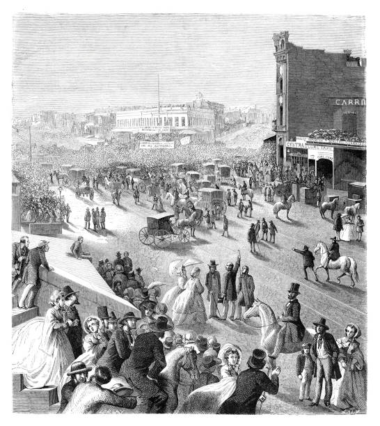 ilustrações de stock, clip art, desenhos animados e ícones de street in san francisco california usa 1862 - 1862