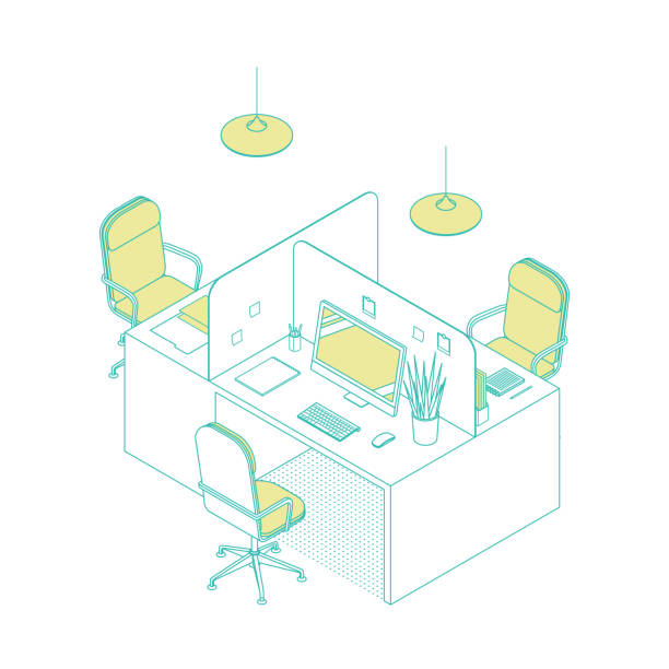 Cubicle Vector 300+ Drawing Of The Cubicle Stock Photos, Pictures & Royalty-Free ...