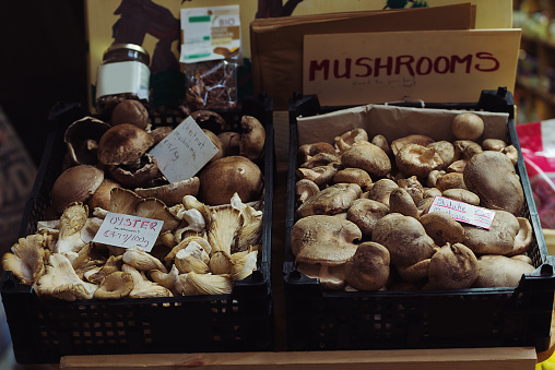 Chestnut, oyster and shiitake mushrooms - English Market, Cork, Ireland