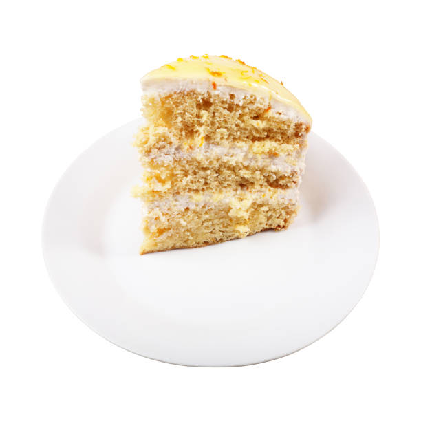 istock Piece of biscuit cake on a plate isolated 1305124618