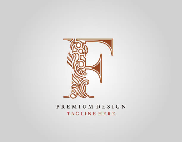 Luxury Floral F Letter  Icon Design. Luxury Initial F Letter  icon, Elegant floral ornament monogram design vector. antique illustration of ornate letter f stock illustrations