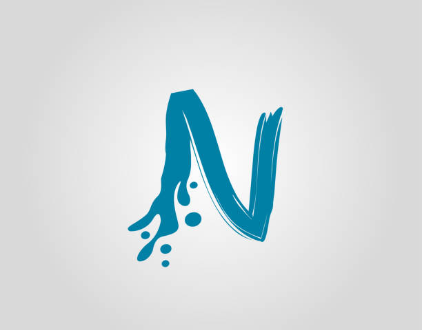 ilustrações, clipart, desenhos animados e ícones de blue splash n letter icon design. - letter n water text blue