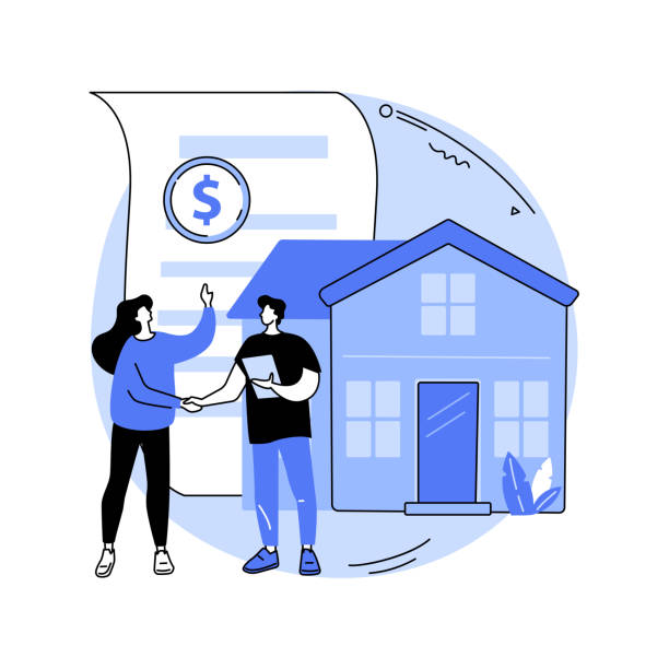 illustrations, cliparts, dessins animés et icônes de illustration abstraite de vecteur de concept de prêt hypothécaire. - borrowing loan book isolated