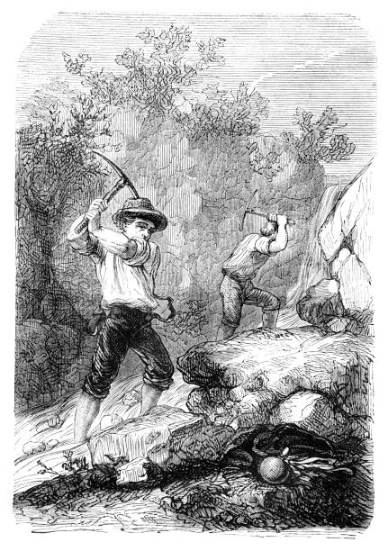 ilustrações de stock, clip art, desenhos animados e ícones de people digging for gold in mine san francisco california usa 1862 - 1862