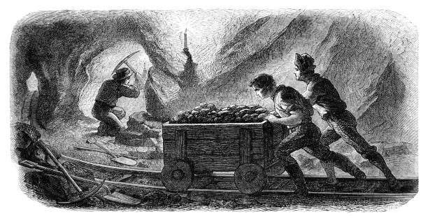 ilustrações de stock, clip art, desenhos animados e ícones de mine worker working in california usa searching for gold 1862 - 1862