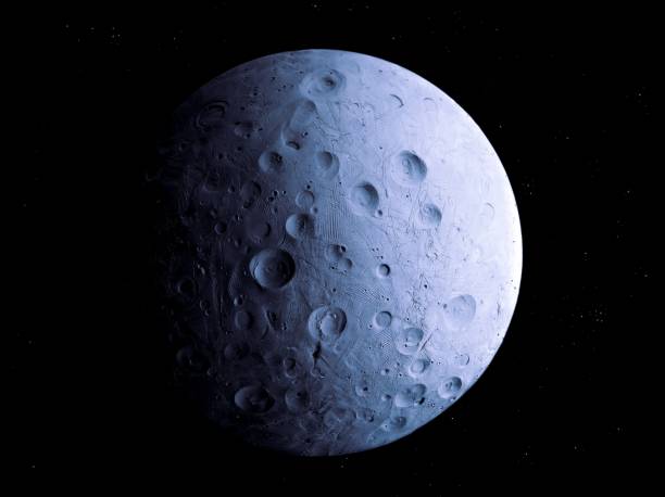 istock Surface of the satellite. Rocky white planet with craters in deep space. 1305150880