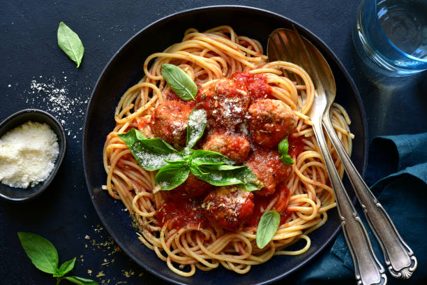 istock Spaghetti with meat balls in tomato sauce 1305153931