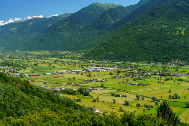 istock Panoramic view of Valtellina from Ardenno at summer 1305153932