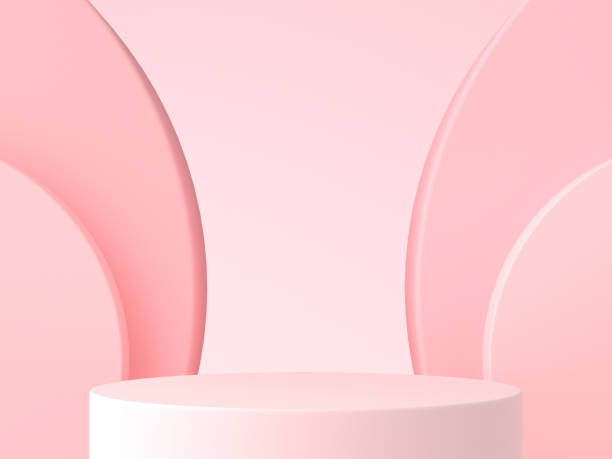 istock Pink podium minimal. Pastel background. 3d rendering. 1305154686