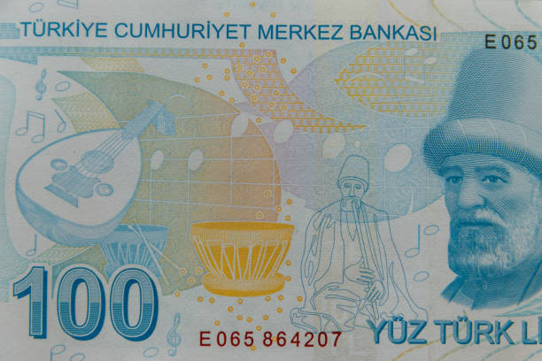 istock Macro shot of the one hundred turkish lira banknote 1305154914