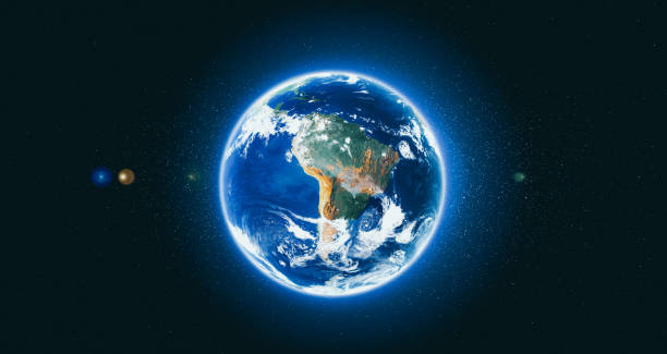 istock Planet earth globe view from space showing realistic earth surface and world map 1305156085