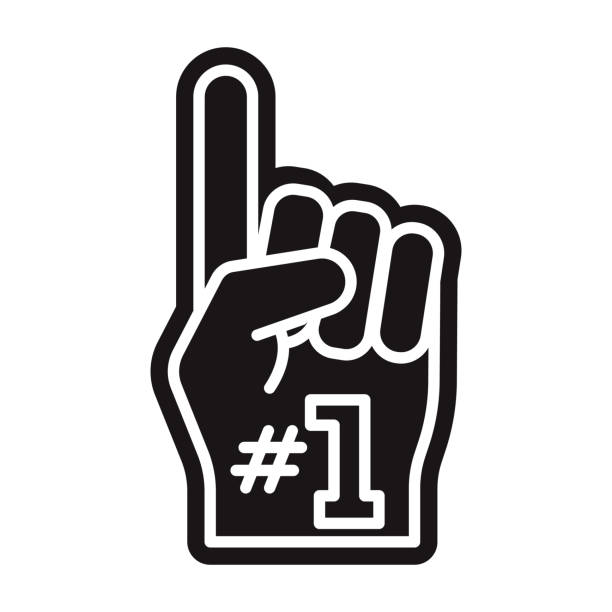 Foam Finger Glyph Icon A black glyph icon on a transparent background. You can place onto any coloured background (no white box behind icon). File is built in CMYK for optimal printing with a 100% black fill. number 1 stock illustrations