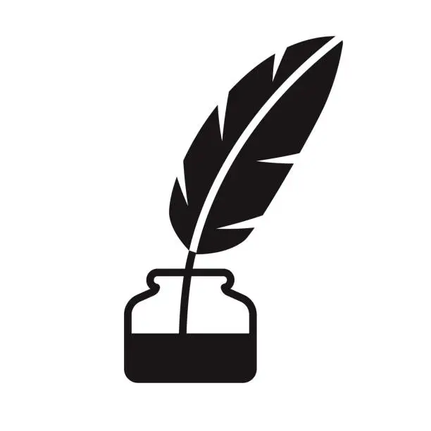 Vector illustration of Quill and Ink Glyph Icon