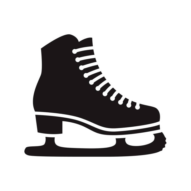 아이스 스케이트 글리프 아이콘 - ice skates stock illustrations