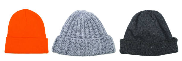istock Set of knitted hats, on an isolated white background 1305161262