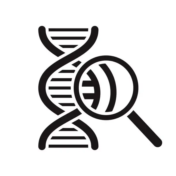 Vector illustration of DNA Research Glyph Icon