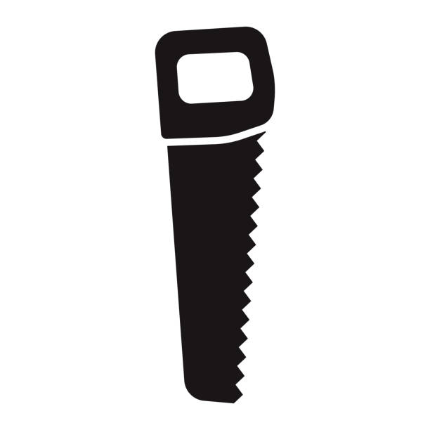 Saw Construction Glyph Icon A black glyph icon on a transparent background. You can place onto any coloured background (no white box behind icon). File is built in CMYK for optimal printing with a 100% black fill. hand saw stock illustrations