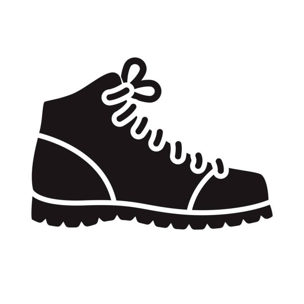 Work Boot Construction Glyph Icon A black glyph icon on a transparent background. You can place onto any coloured background (no white box behind icon). File is built in CMYK for optimal printing with a 100% black fill. boot stock illustrations
