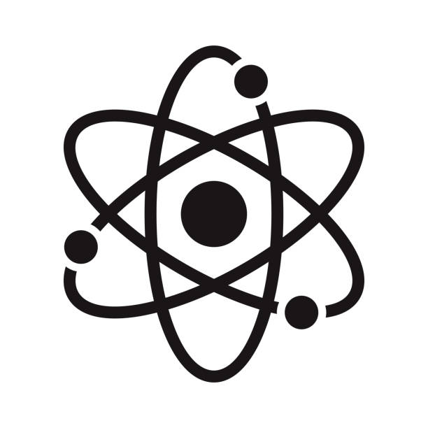 illustrations, cliparts, dessins animés et icônes de icône de glyphe d’éducation d’atome - neutron